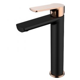 Akemi Extended Basin Mixer Black and Rose Gold