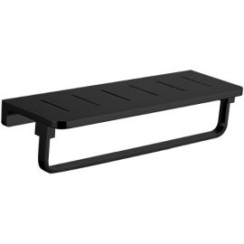 Inis Slotted Shelf With Towel Bar Black