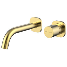 Cioso SQ Wall Basin Mixer W/Finesa Handle Modern Brass