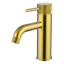 Cioso Curved Knurled Basin Mixer Modern Brass