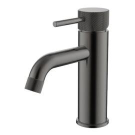 Cioso Curved Knurled Basin Mixer Gun Metal