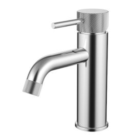 Cioso Curved Knurled Basin Mixer Brushed Nickel