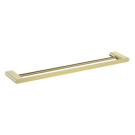 Zoya Double Towel Rail 600mm Modern Brass