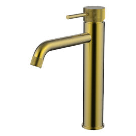 Cioso Curved Knurled Mid Rise Vessel Mixer Modern Brass