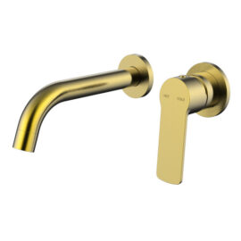 Cioso Wall Basin Mixer W/Akemi Handle Modern Brass