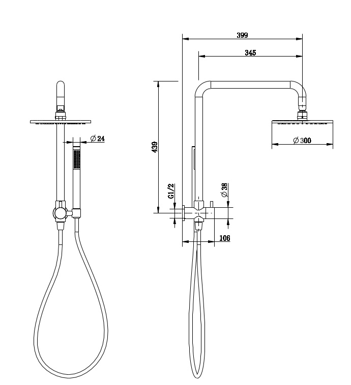 Cioso 300mm Dual Shower Rosa - Image 2