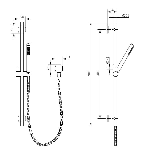 Cioso SQ Rail Shower Rosa - Image 2