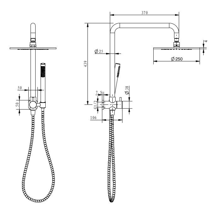 Cioso SQ 250mm Dual Shower Rosa - Image 2