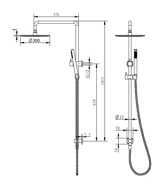 Cioso SQ 300mm Combination Shower Rosa - Image 2