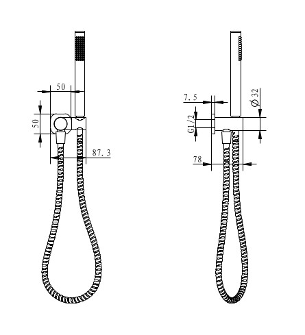Cioso SQ Hand Shower on Swivel Bracket Rosa - Image 2