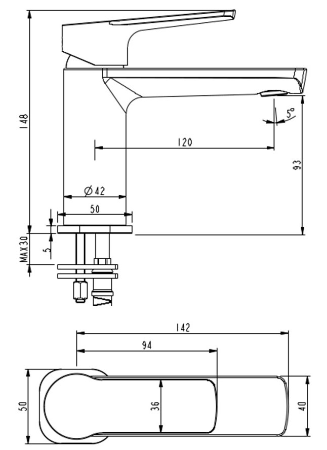 Akemi SQ Basin Mixer Brushed Nickel - Image 2