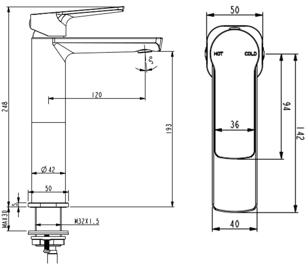 Akemi SQ Extended Basin Mixer Chrome - Image 2