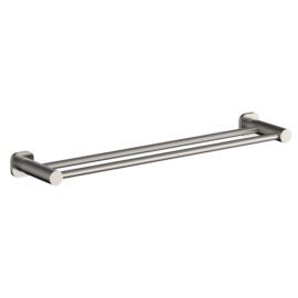 Finesa SQ Double Towel Rail 600mm Brushed Nickel