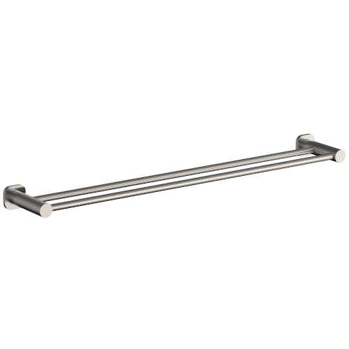 Finesa SQ Double Towel Rail 800mm Brushed Nickel