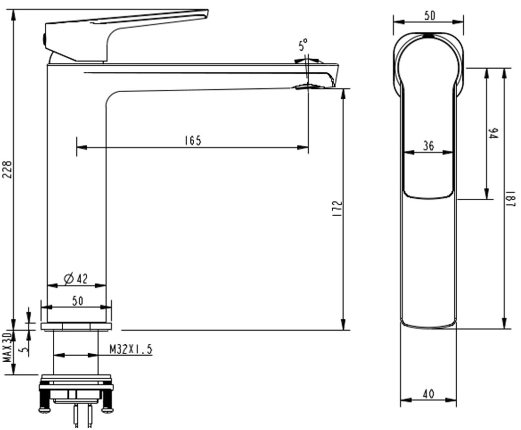 Akemi SQ Mid Rise Vessel Mixer Chrome - Image 2