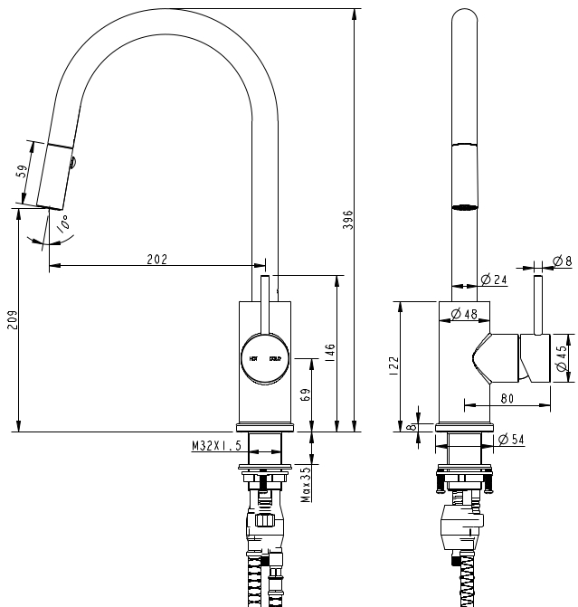 Cioso Pullout Spray Sink Mixer Rosa - Image 2